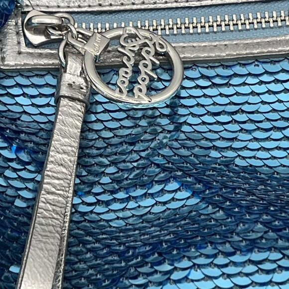 Limited Edition Coach Poppy 16303 Turquoise Sequin Bag w/ Silver Strap - Picture 3 of 16